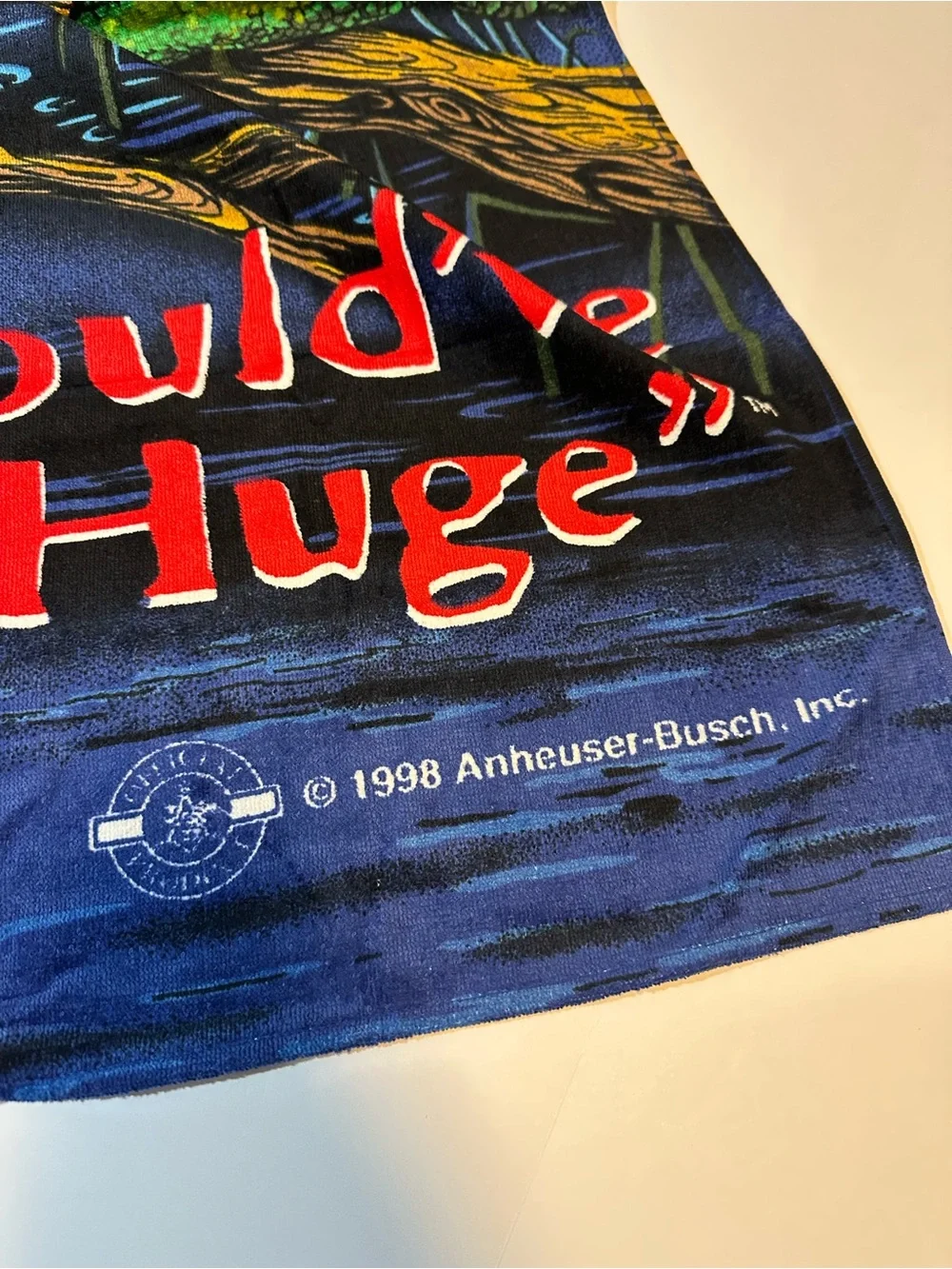 Vtg 1998 Budweiser Lizards “We Could Have Been Huge” Beach Towel